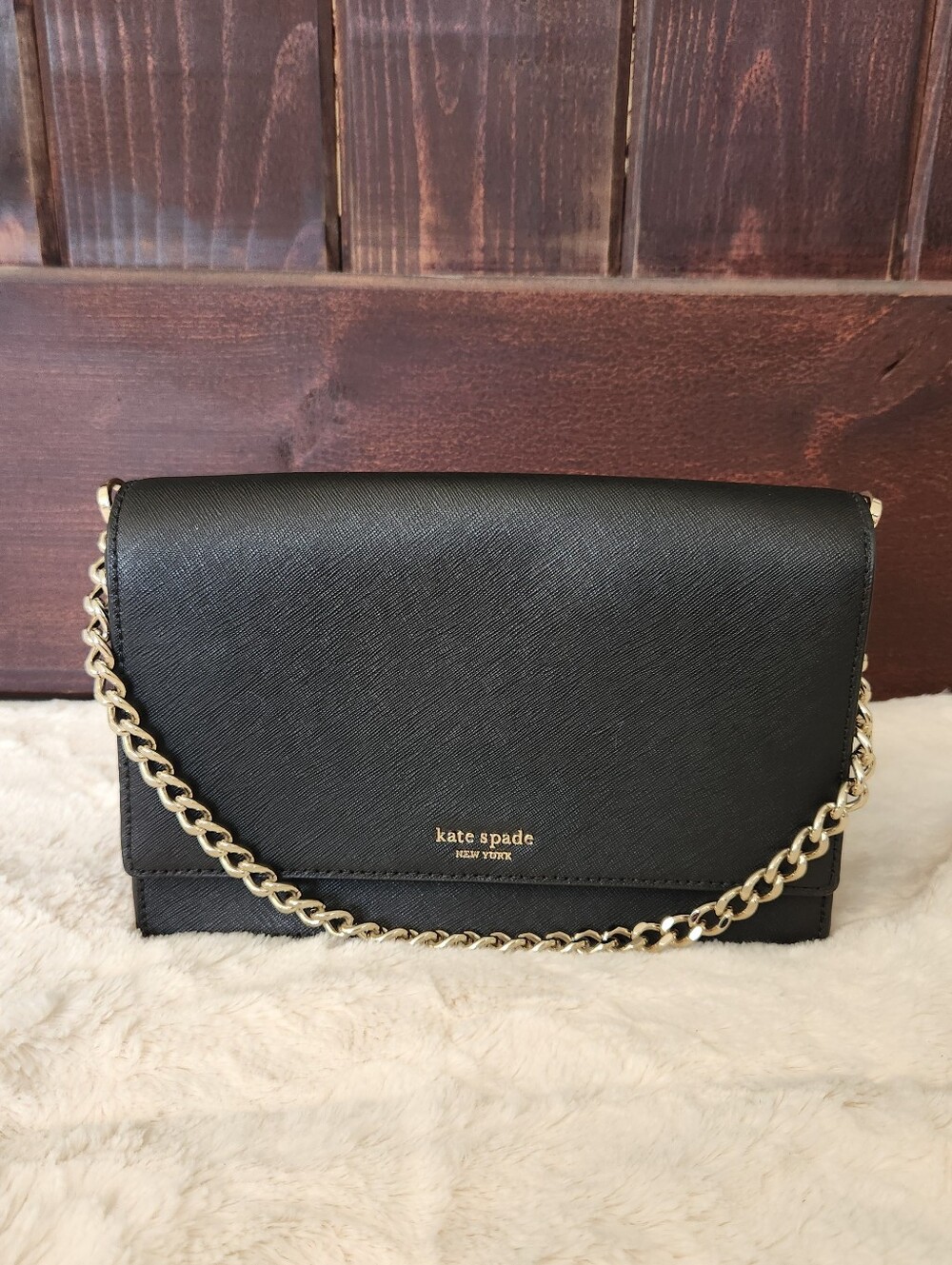 Kate Spade New York Carson Black Leather Cross Body Bag Clutch Purse